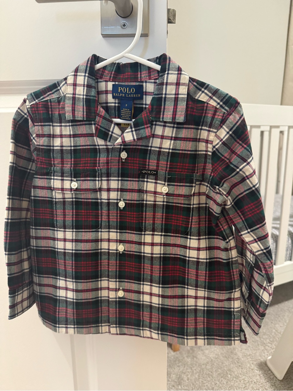 Polo by Ralph Lauren Boys Plaid Button-Down Shirt in Red, Green & White